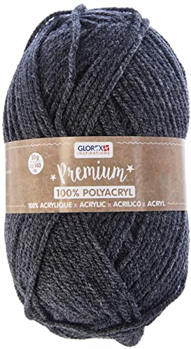Glorex 5 1001 14 - Premium Wolle aus 100 % Acryl, leicht zu verarbeiten, vielseitig einsetzbar, wärmend, weich, nicht kratzend, 50 g, ca. 140 m, anthrazit