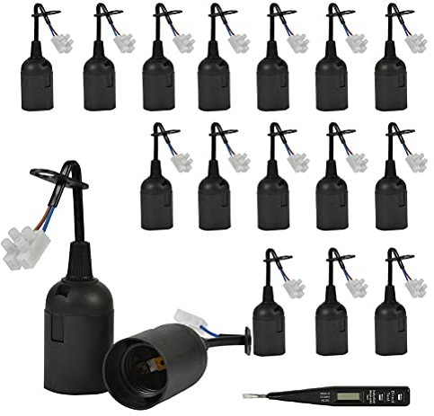 20 Stück E27 Ersatzfassung + VDE-Spannungsprüfer, Baufassung mit Kabel, Lampenfassung mit Kabel, Renovierfassung, Baustellenfassung