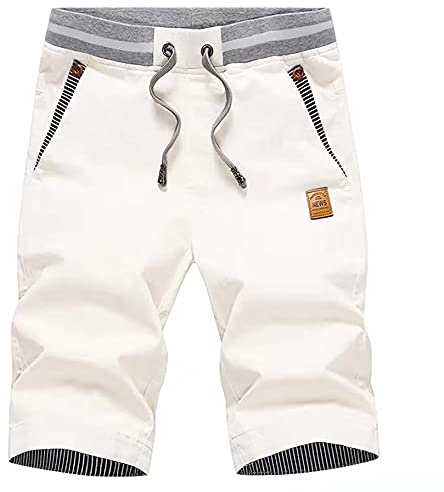 HCSS Short Homme en Coton Casual Shorts Bermudas Slim Fit Taille éLastiquéE