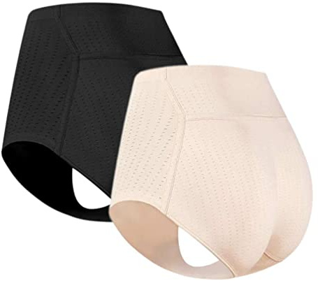 SUIUOI 2PCS Mujer Levantador de glúteos Culo Falso Acolchado Bragas, Moldeador de Cuerpo más Delgado Almohadilla de látex Cintura Cincher Cinturón Control de Barriga Tanga Bragas Control Bragas