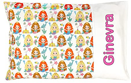 Federa personalizzata con nome per cuscino lettino bambino, idea regalo (40 x 60, SIRENETTA)