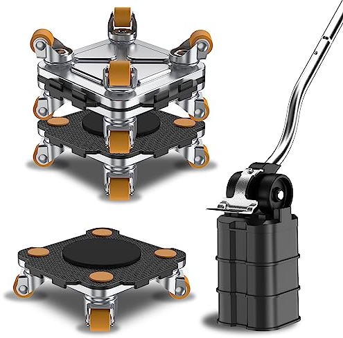 Ensemble Pro de Déplace Meubles ONEON - Chariot et Lève-Meubles Améliorés avec Roues en TPE Personnalisées - Outil pour Déplace sans Effort (Noir Set: 4 Chariots + 1 Lève)