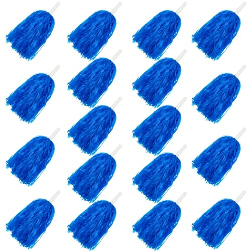 18 pompones de animadora de plástico para escuadrones deportivos, fiestas de baile, fútbol, baloncesto, deportes, celebración de actuaciones en escenario (azul)
