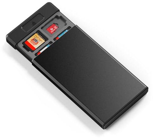 HEIYING Switch Game Card Case for Nintendo Switch 2 / OLED / Lite Games Cards, Metal Game Storage Holder with 20 Games Card Slots and 20 Micro SD Cards Slots