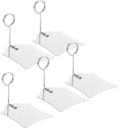 OFFSCH Clip Morsetto Riutilizzabile in Metallo Argento 5 Pezzi per Cartellini Prezzi per Etichette Alimentari Supermercato Farmacia