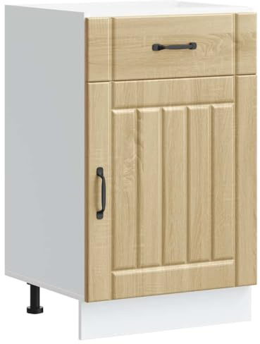 vidaXL Mueble Bajo De Cocina Lucca Roble Sonoma, Mueble Bajo De Fregadero Con Cajón