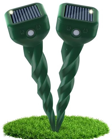 TEPENAR Maulwurf Vertreiber Solar 2er Set - Ultraschall Wühlmausabwehr & Tiervertreiber gegen Maulwürfe, Wühlmäuse Schlangen, Murmeltiere (IP65 wasserdicht) Für Garten, Rasen, Hof