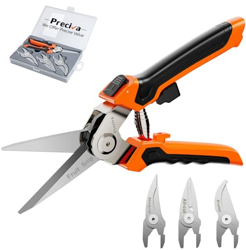 Preciva 4-in-1 Gartenschere mit austauschbaren Scherenkopf & Aufbewahrungsbox - Für Pflanzen, Blumen, Sträuche und Gartenarbeit