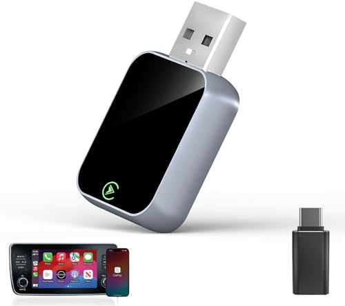Enhanlife 2026 Wireless CarPlay Adapter for iPhone - No Audio Lag, Auto-Connect - Convert Factory Wired to Wireless CarPlay - Bluetooth 5.3 & 5GHz Wi-Fi - Plug & Play (Includes USB A/C)