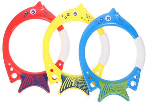 Toyvian 3 pièces Anneaux de Plongée Poisson pour Piscine Entraînement Garçon Fille Couleurs Vives Compacte Anneaux de Natation Subaquatiques pour Entraînement Piscine Garçon Fille