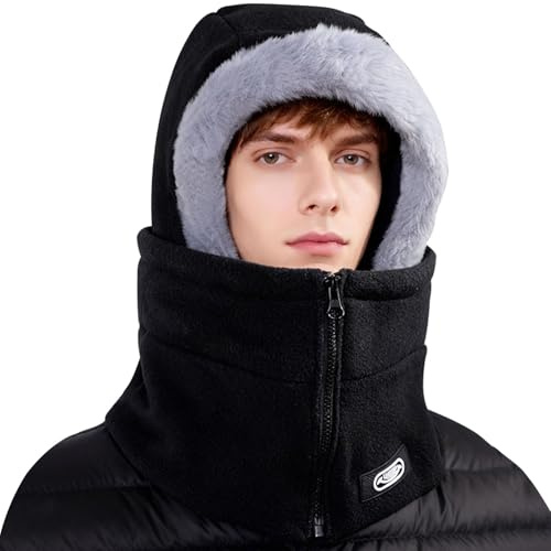 KASESSS Pasamontañas Termico, Pasamontañas Moto Invierno, Balaclava Gorro con Capuch Cálido, Braga Cuello Hombre con Cremallera, Balaclava Ski Mask para Deportes Aire Libre Snowboard Esquí Ciclismo