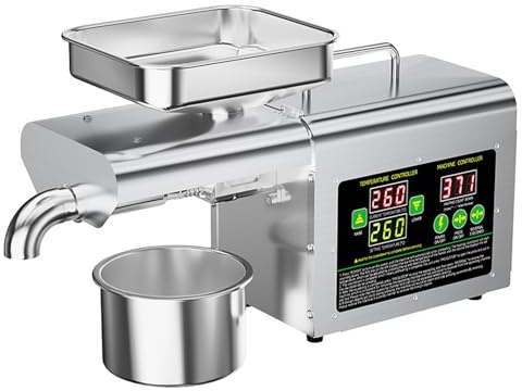 Vatpulk Pressa per Olio Automatica da 820 W in Acciaio Inossidabile - Estrazione a Caldo e a Freddo per Arachidi, Sesamo, Cocco, Girasole e Noci.