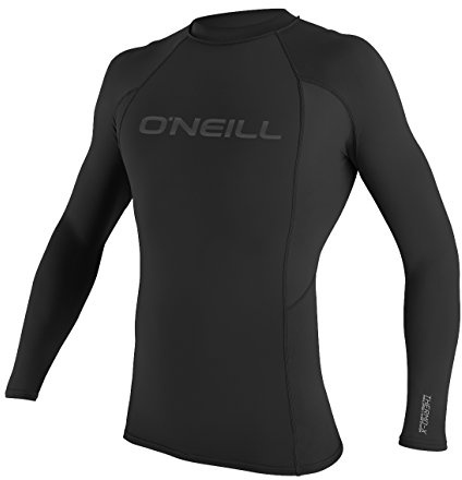 O'Neill Men's Thermo-X Long Sleeve Crew-Neck Rashguard Top, UPF 50+ Sun Protection with 4-Way Stretch Thermal Fleece Fabric, Black, XX-Large