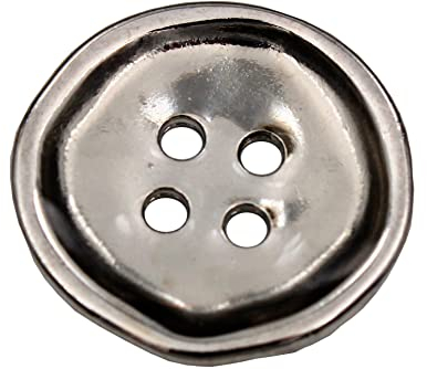 6 Stück, silber glänzend 4 Loch Knöpfe, aus Metall, Metallknöpfe, die mit ihrer unperfekten Form bestechen, in 4 Größen erhältlich (20mm)