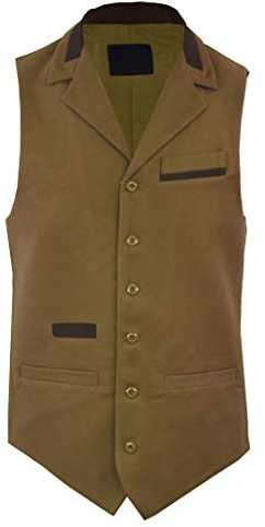 C/U Mens Classic Wool Blend Waistcoat Herringbone Check Moleskin Lapel Formal S-3XL (L, Tobacco Moleskin Lapel)