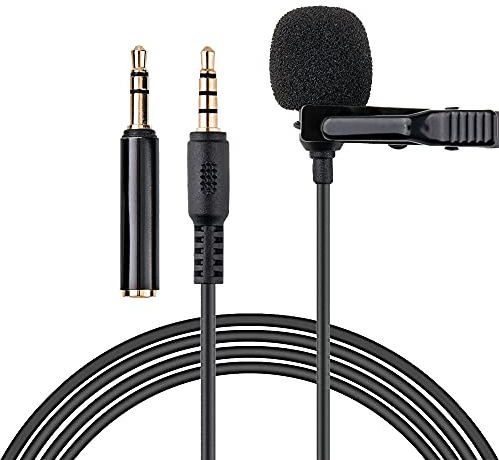 KIWIFOTOS Lavalier Mikrofon 3,5mm Professionelles Omnidirektional Kondensator Ansteckmikrofon 2m Verlängerungskabel für Smartphone PC Computer Kamera – Videokonferenz Podcast