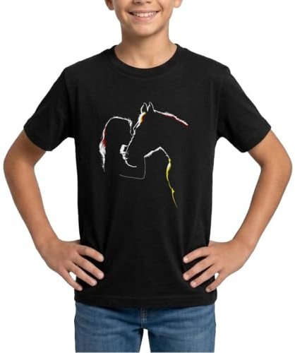 Spreadshirt Équitation Silhouette De Fille De Cheval T Shirt Ado, 152/164 (12-14 Ans), Noir