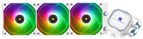 Thermalright Frozen Prism 360 White ARGB CPU Enfriador líquido, bomba controlada PWM eficiente 3300RPM, ventilador PWM serie 3×TL-E12, piezas de computadora de refrigeración por agua, para AMD