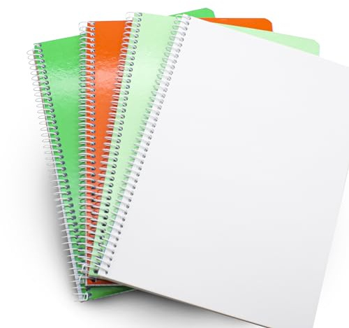 DOJA Barcelona | Cahier Page Blanche A5 | Lot de Cahier 4 | Cahier Feuille Blanche à Couverture Souple | 80 Feuilles Blanches | Cahier Spirale A5 | Couleurs aléatoires, Cahier de Dessin, Bloc Note