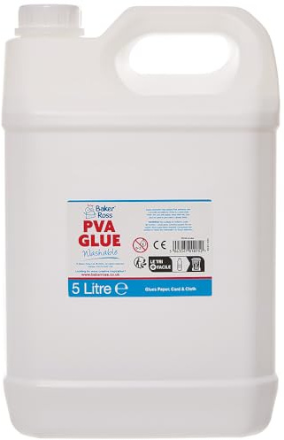 Baker Ross FN133 PVA Washable Glue - 5 Litre Pack of 1, PVA pour les écoles, fournitures d'enseignement, colle polyvalente pour le bois, le papier et les cartes.