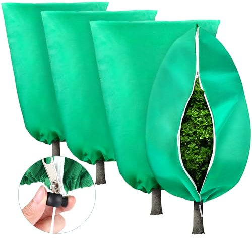 Jazlyvex 4 Stück Pflanzenschutz Winter,80x120CM Winterschutz für Palmen Frostschutz 70g/m² Kübelpflanzen Ppflanzen Winterschutz Draußen(Grün)