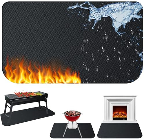 120 * 70cm Alfombra Ignifuga Semiredonda,Estera ignífuga para Chimenea,Alfombrilla Protectora para chimeneas, Estufas chimeneas para Proteger el Suelo contra chispas