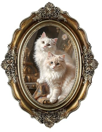 HOCCIHO Oval Vintage Picture Frame, 4x6 Gold Oval Antique Frame, Vintage Picture Frame Tabletop and Wall Mount Antique Frame, Picture Small Frames Classic Wall Art Valentine Decorations, Bronze Gold