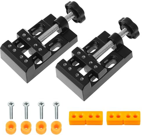 2 Piezas Mini Tornillo Banco Juego, Alicates de Punta Plana de Aleación de Aluminio, Rango Sujeción 0 – 53 mm Tornillo de Banco, para Fijar Artículos Pequeños Como Nueces, Joyas, Bodhi etc (Negro)