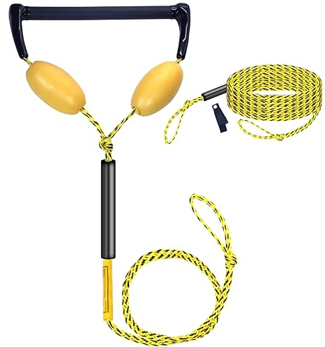 Wakeboard Water Ski Towing Rope for Motorboat Watersports Rope with Eva Handle (Yellow with foat Ball)
