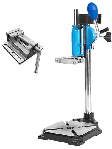 90° Giratorio Soporte Taladro, con Mordazas Planas, Rango de Sujeción: 25-60 mm, Soporte de Base de Hierro Fundido, Profundidad de Perforación 50 mm, para Eeparaciones Profesionales (azul)