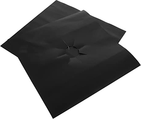 NUOBESTY Revêtement de Brûleur de Cuisinière à Gaz en Ptfe Noir, Lot de 2pcs, Facile à Nettoyer et Compatible Lave-vaisselle, Protection Anti-huile pour Plaque de Cuisson