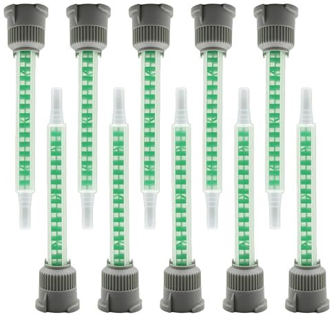 tiyiyok 10 Pièces Époxy Tubes Mélangeur statique, Buses de Mélange Statiques, Buse de Mélange de Colle en Résine Époxy Buse de Mélange Statique 1:1, pour Colle bi Composant (Vert)