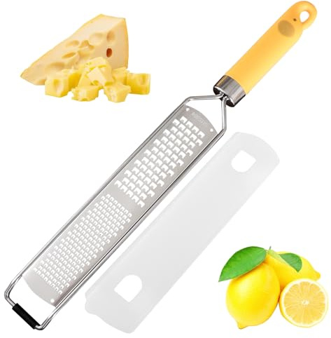Elephant-Shaped Handle Cheese Grater & Lemon Zester, Stainless Steel Cheese Shredder with Fine/Coarse Sharp Blades, Protective Cover, Kitchen Gadgets for Parmesan, Ginger, Garlic, Chocolate & Veggies