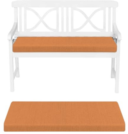 AZMAHT Cojín de Asiento Colchoneta Banco Jardin Alta Densidad Comodísmo y Desenfundable Lavable Antideslizante Cojín Adecua Columpios Terrazas Cojines De Banco,Naranja,120x35x5cm