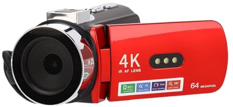 Dpofirs 4K WiFi Vlog Camera 64MP Digital -videokamera med 3,0 Tum 180 ° Flip Screen & 4800mAh Batteri för YouTube Vlogging Travel Photography