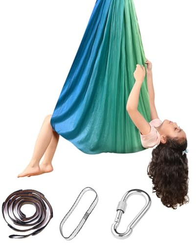 Portable Snuggle Hammock - Elastic Hanging Chair with Rope & Carabiner, Lightweight Breathable Cuddle Swing for Indoor & Outdoor Relaxation