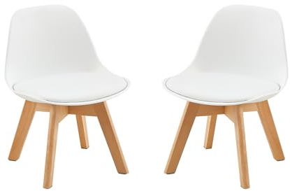 EGGREE Chaises pour Enfants, Pieds en Bois, Hauteur du siège 33 cm, chaises avec Dossier, siège pour Enfants,Blanc
