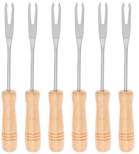 DOITOOL Forchette per Fonduta in Materiale Naturale Confezione da 6 Pezzi, Forchette da Cioccolato Mini per Frutta, Formaggio e Gelato, Utensili da Cucina per Feste e Dessert