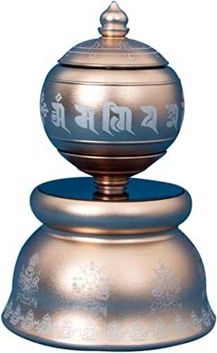 Bordsprydnader, Tibetanskt buddhistiskt bönehjul i aluminium, soldrivet tibetanskt, tyst snurrande, for inredning/yoga/meditation