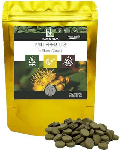 NAKURU | Millepertuis | Gamme Relax | Fabriqué en France | Le Chasse Démon! | (90 Comprimés de 500mg / Poids Net: 45g)