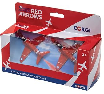 Corgi CS90687 Red Arrows Synchro Pair Twin Pack Model Airplane - Diecast Planes & Aircraft Models for Ages 3+, Die Cast Plane, Toy Airplanes - Gift for Young Aviation Fans, Birthday Gifts for Him