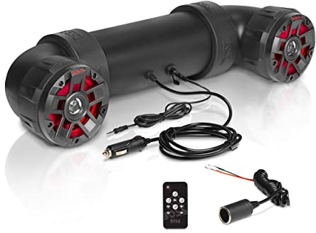 BOSS Audio Systems UTV4BRGB ATV UTV Sistema de sonido resistente a la intemperie, altavoces estéreo de 4 pulgadas, tweeters de 1 pulgada, amplificador integrado, rango completo, Bluetooth, iluminación