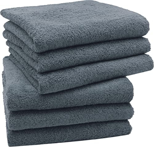ZOLLNER 6er Set Handtücher in 50x100 cm - besonders weiche und saugstarke Gästehandtücher in grau - mit praktischem Aufhänger - waschbar bis 95°C - Baumwolle - Hotelqualität