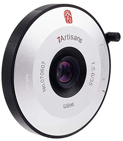 7 Artisans 35mm F5.6 Full Frame Format Pan-Focus Fixed Manual Focus Pancake Lens para Leica M Mount Cámara Negro y Plata