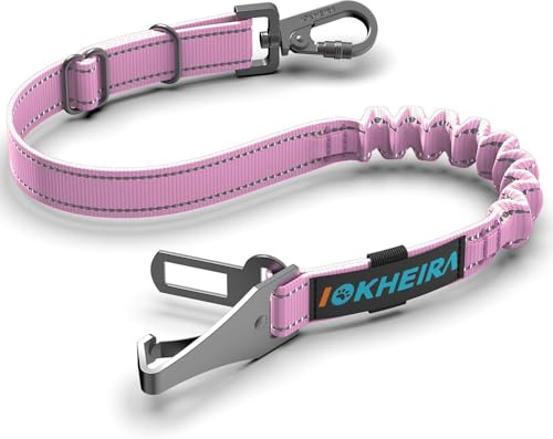 IOKHEIRA Ceinture Chien Voiture, Ceinture sécurité Chien avec Système d'absorption d'énergie, Harnais Voiture Chien adaptée à la Prise de siège de Voiture, Latch et ISOFIX