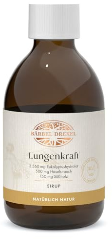 BÄRBEL DREXEL® Lungenkraft mit Haselstrauchknospen und Eucalyptus Sirup (200 ml) Vegan, für die untere Atemwege, einzigartige Rezeptur, Waldkiefer, Rosmarin, Atemkraft Lunge + Bronchien