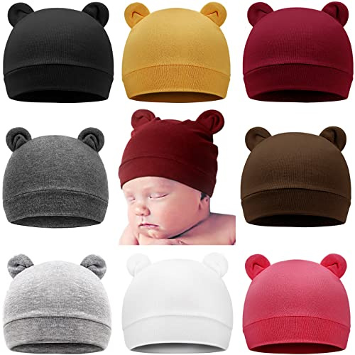 DRESHOW Bébé Bonnet Nouveau-né Bambin Doux Mignon Tricoté Chapeau pour Bébés Garçons Child Casquette Bonnets, 0-6 Mois, 8 Pack Bear Ears: S79-04UK