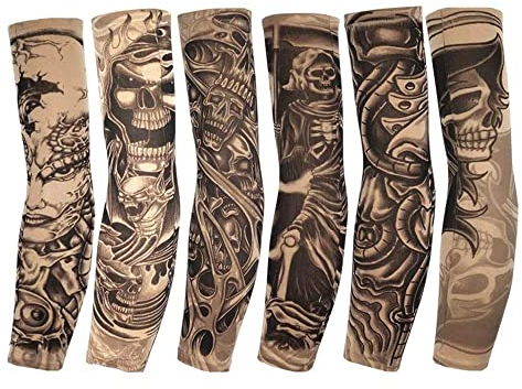 YANGWEN Tattoo Ärmel, 6 Stück Unisex Tattoo Ärmel Tattoo Armstrumpf Tatoo Armstrümpfe Nylon Temporäre Tattoos Arm für Karneval Fasching Party, 38CM
