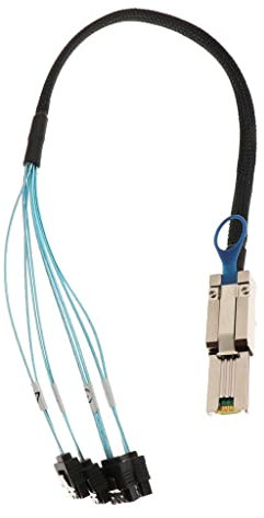 Geardeangloow Mini-SAS 26P SFF-8088 TO 4x SATA 7Pin 6Gb/s Adapter Cable 30AGW & Latch 0.5M