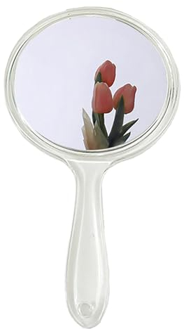 Stianiiie Specchio a mano per il trucco, specchio portatile bifacciale Specchio ingranditore 1X / 3X con maniglia, specchio a parete, (cristallino) 5,7 X 10,6